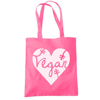 Vegan Heart - Vegan Gift Food - Tote Shopper Fashion Bag Perfect use as a reusable shopping bag. Or use as an overnight satchel when staying with friends